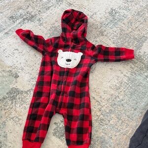Carter's Red Plaid Bear Footie
